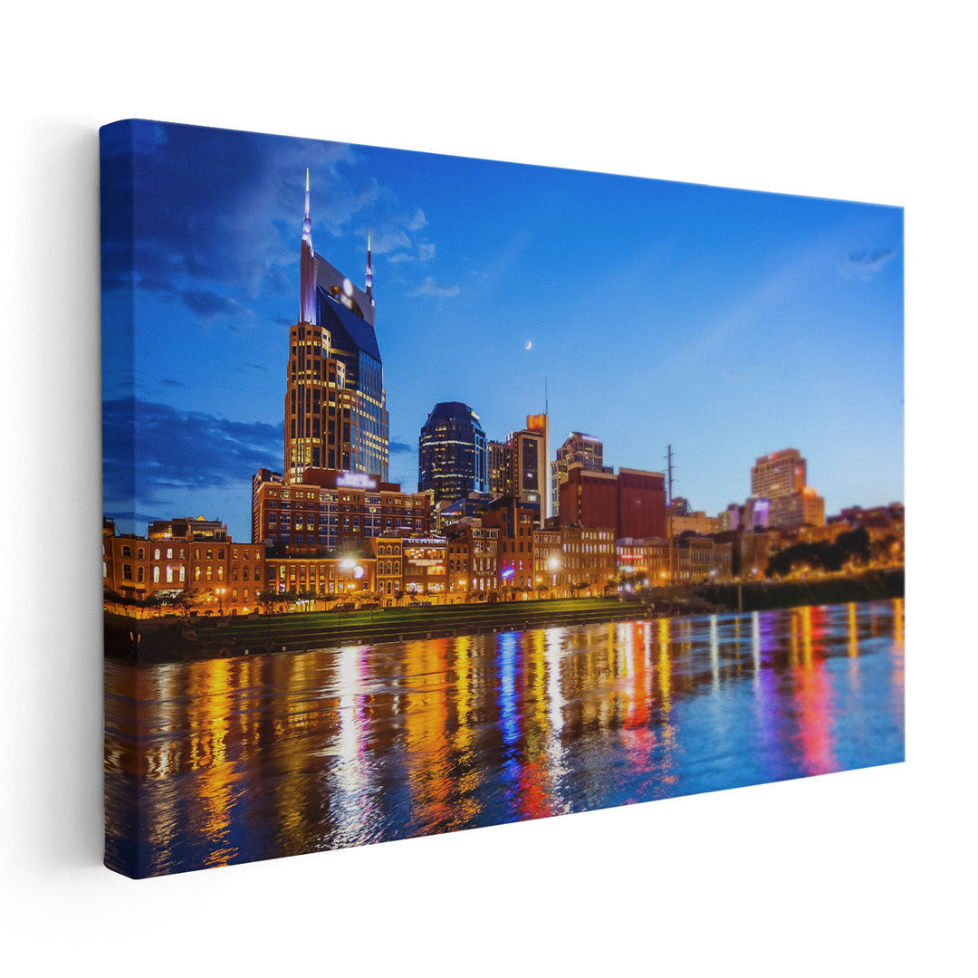 Downtown Nashville, Tennessee City Skyline - Canvas Print Wall Art