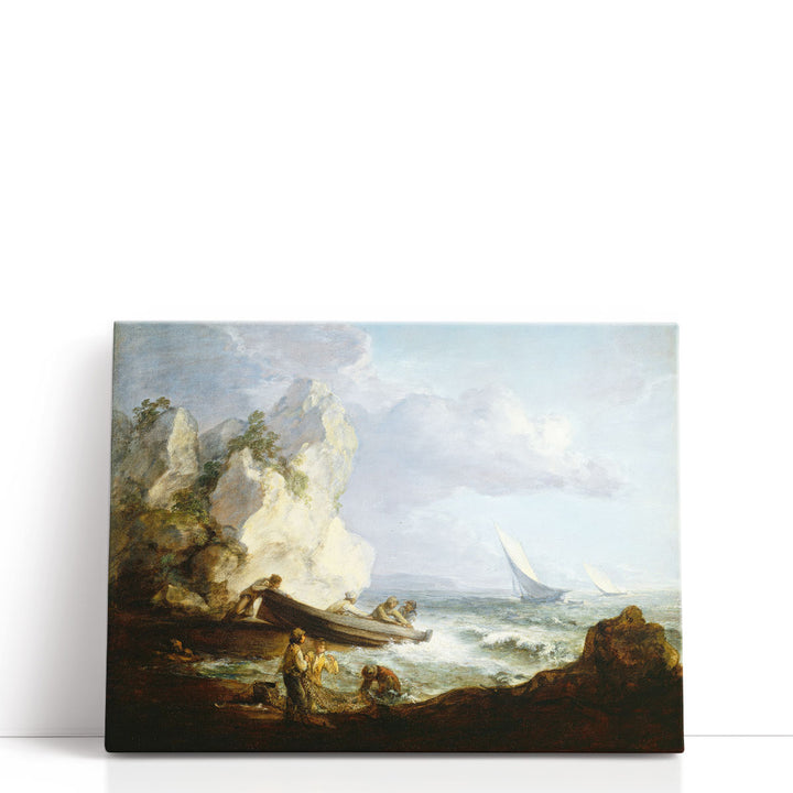 Seashore with Fishermen - Canvas Print Wall Art