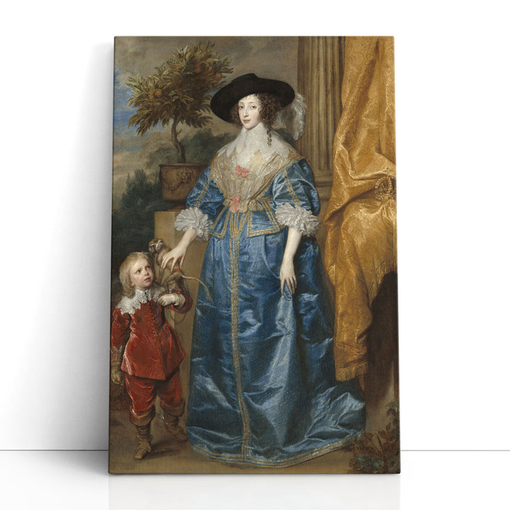 Queen Henrietta Maria with Sir Jeffrey Hudson - Canvas Print Wall Art