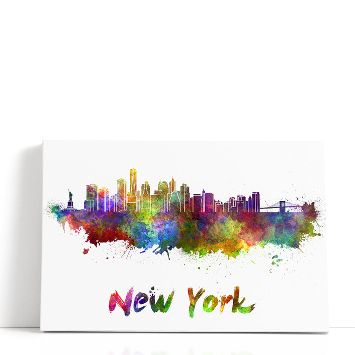 New York Skyline in Watercolor - Canvas Print Wall Art