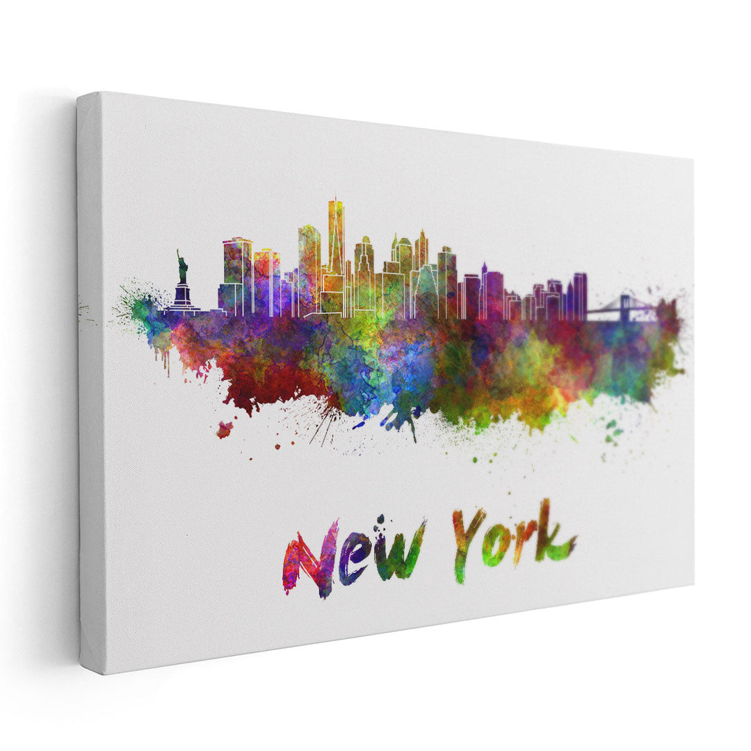 New York Skyline in Watercolor - Canvas Print Wall Art