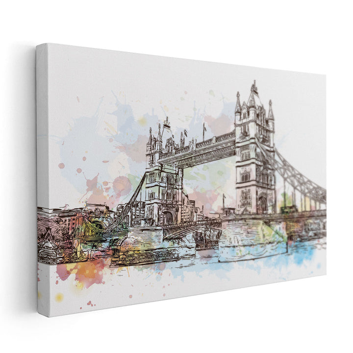 Sketch of Tower Bridge London - Canvas Print Wall Art