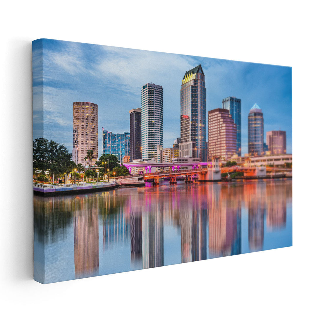 Tampa, Florida, Downtown Skyline - Canvas Print Wall Art