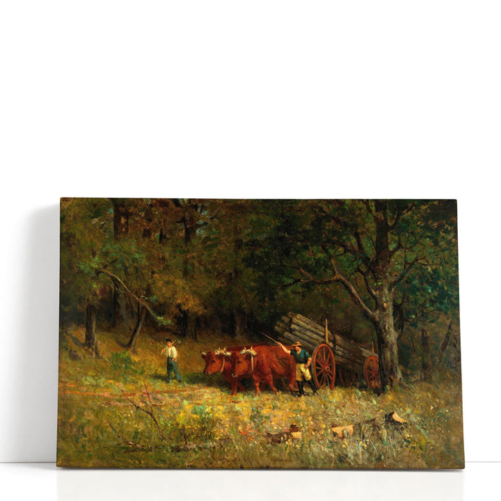 Boy and Man with Oxen - Canvas Print Wall Art