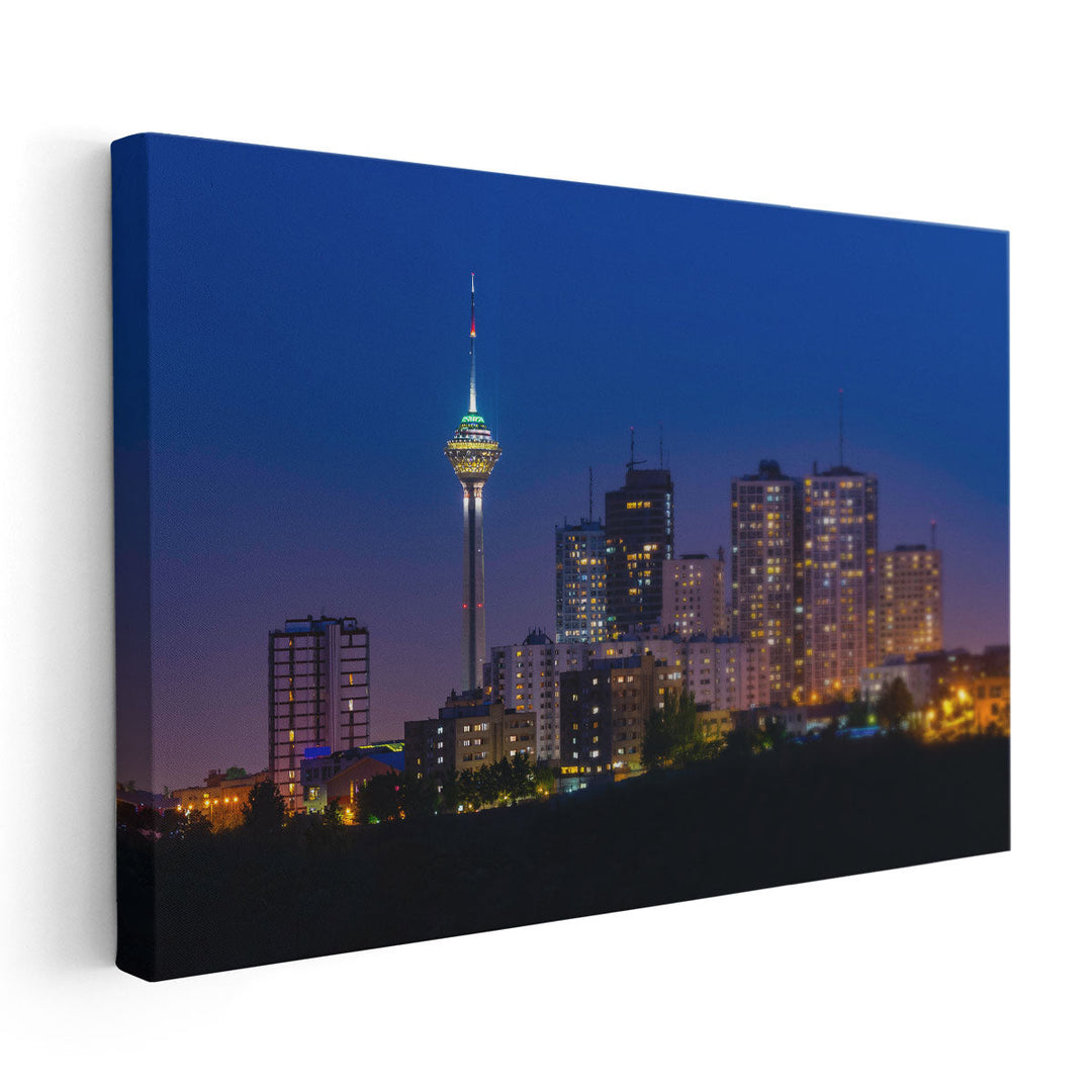 Tehran Skyline at Twilight, Iran - Canvas Print Wall Art