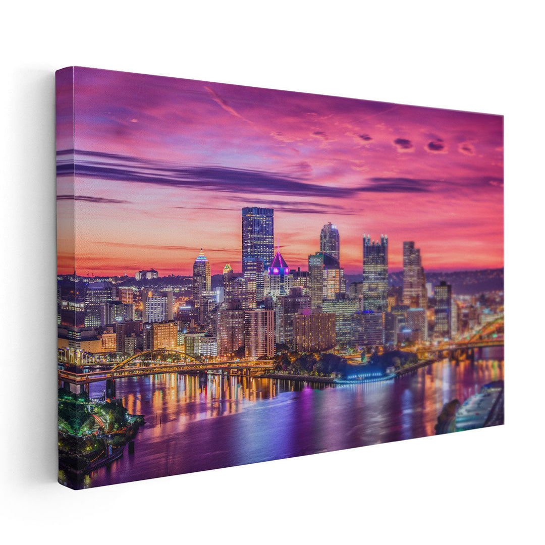 Pittsburgh, Pennsylvania City Skyline - Canvas Print Wall Art