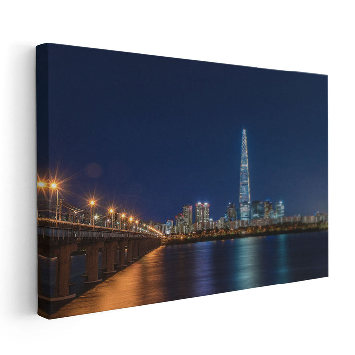 Seoul City Skyline At Han River, South Korea - Canvas Print Wall Art