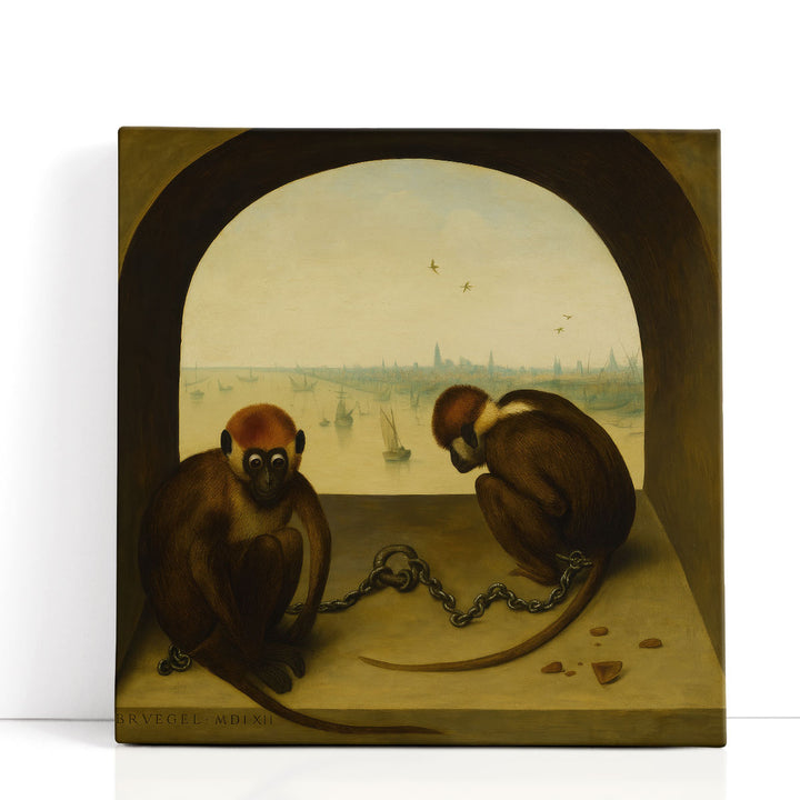 Two Chained Monkeys - Canvas Print Wall Art