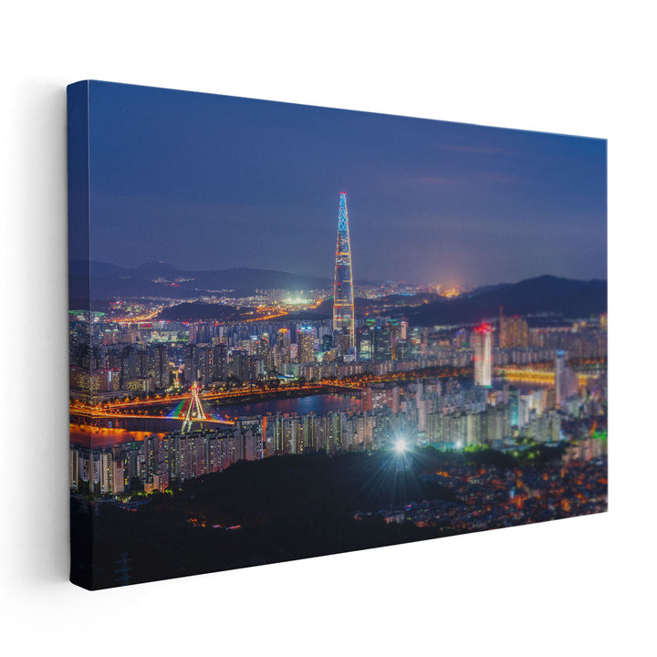 Seoul City Skyline, South Korea At Night - Canvas Print Wall Art