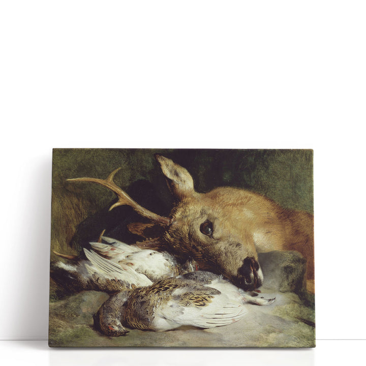 Head of a Roebuck and Two Ptarmigan - Canvas Print Wall Art
