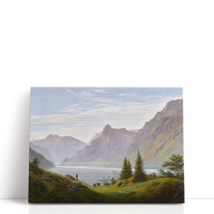 Landschaft mit Gebirgsee, Morgen - Canvas Print Wall Art