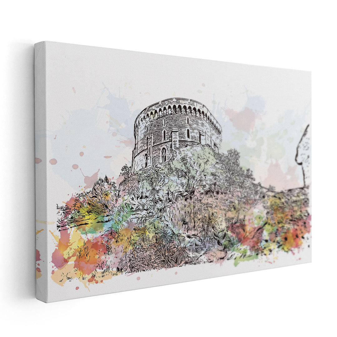 Watercolor Windsor Castle England - Canvas Print Wall Art