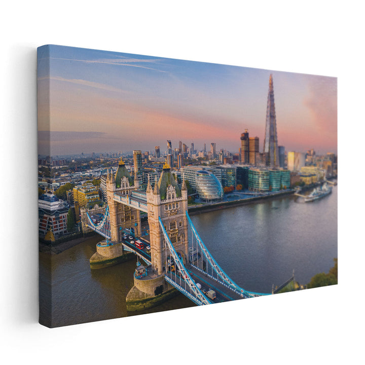 Aerial View of Tower Bridge in London - Canvas Print Wall Art