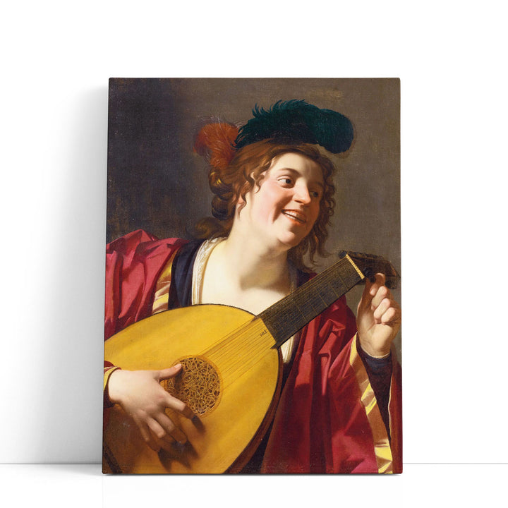 A Woman tuning a Lute, 1624 - Canvas Print Wall Art