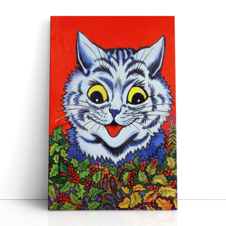 Cat in Holly - Canvas Print Wall Art