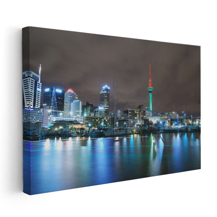 Auckland City in Australia at Night - Canvas Print Wall Art