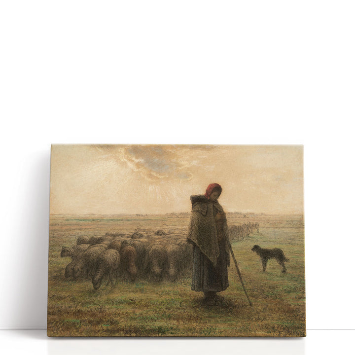 Shepherdess and her Flock - Canvas Print Wall Art
