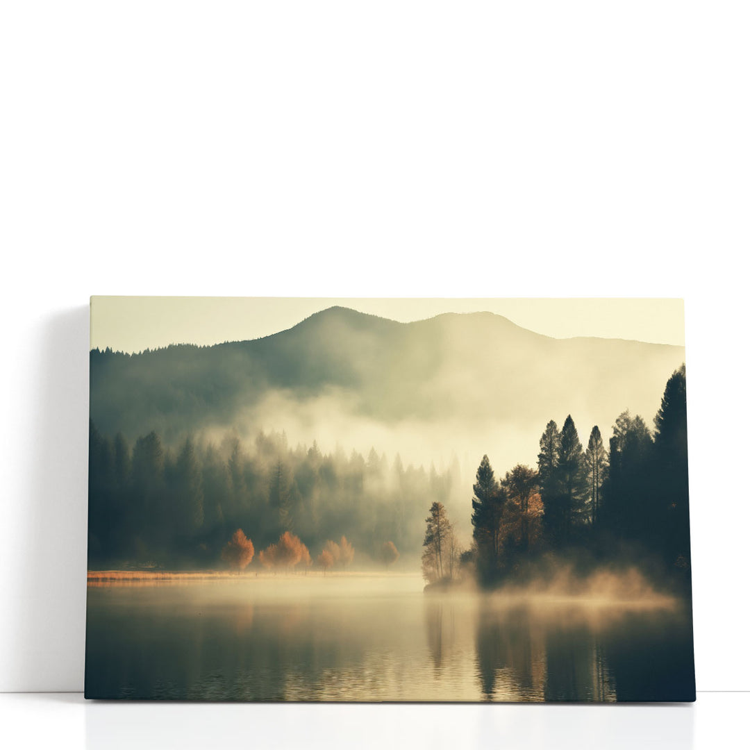 Beautiful Foggy Lake Landscape - Canvas Print Wall Art