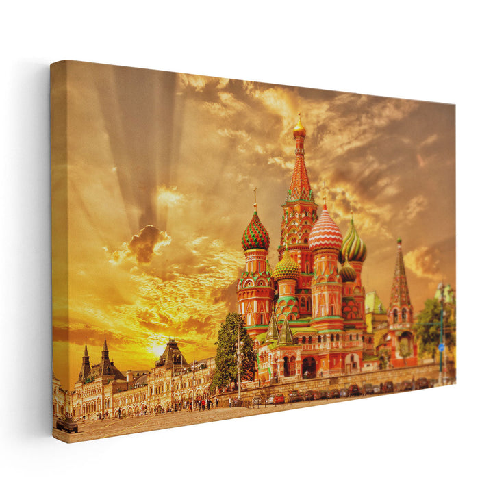 Red Square, View of St. Basil's Cathedral in Moscow, Russia - Canvas Print Wall Art