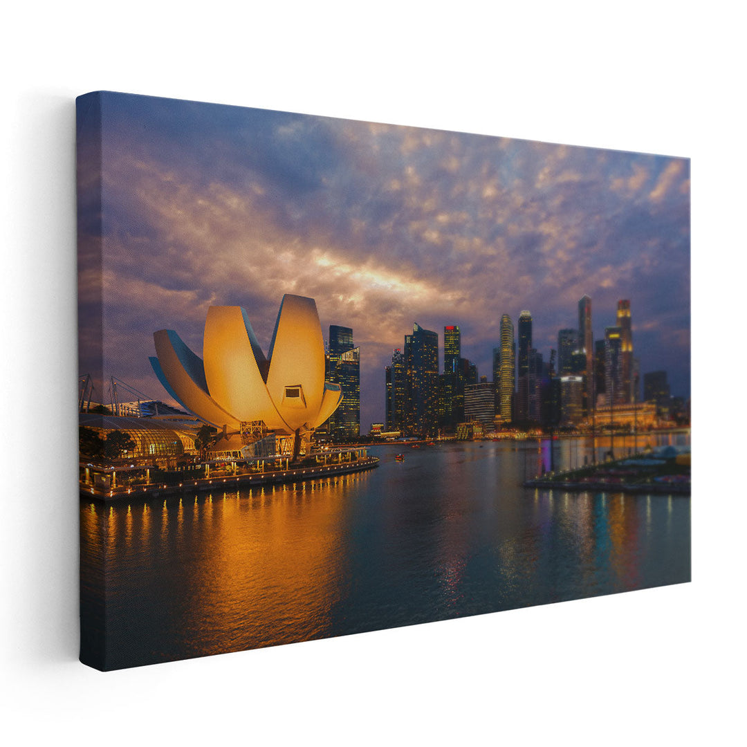 Singapore City Skyline at Sunset - Canvas Print Wall Art