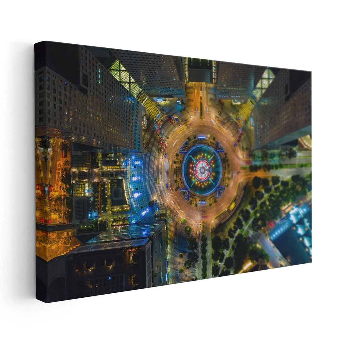 Topview of Fountain of Wealth at Suntec city, Singapore - Canvas Print Wall Art