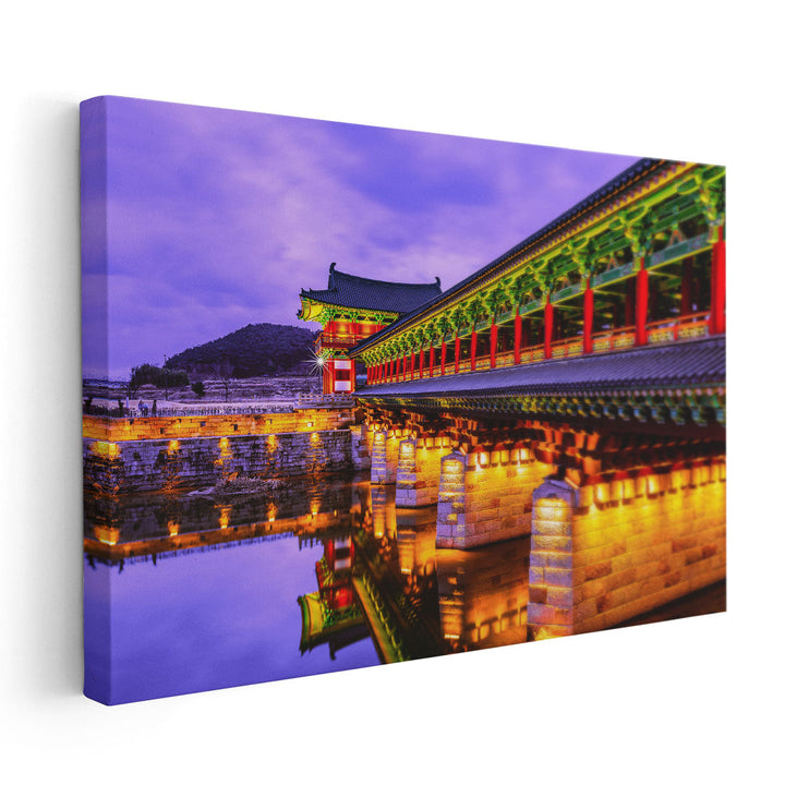 Woljeong Bridge at Night of Gyeongju City, South Korea - Canvas Print Wall Art