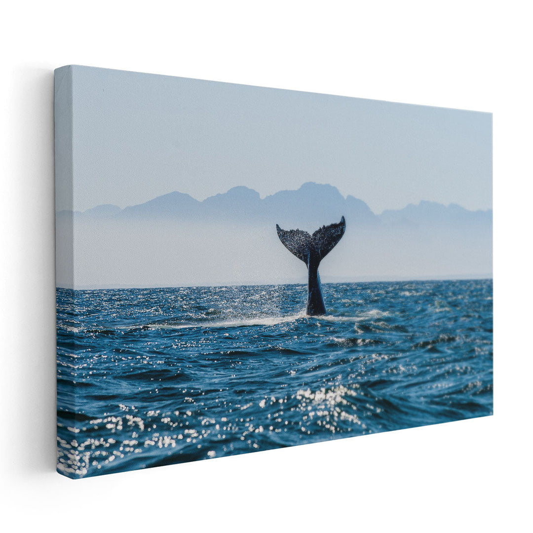 Seascape with Humpback Whale Tail - Canvas Print Wall Art