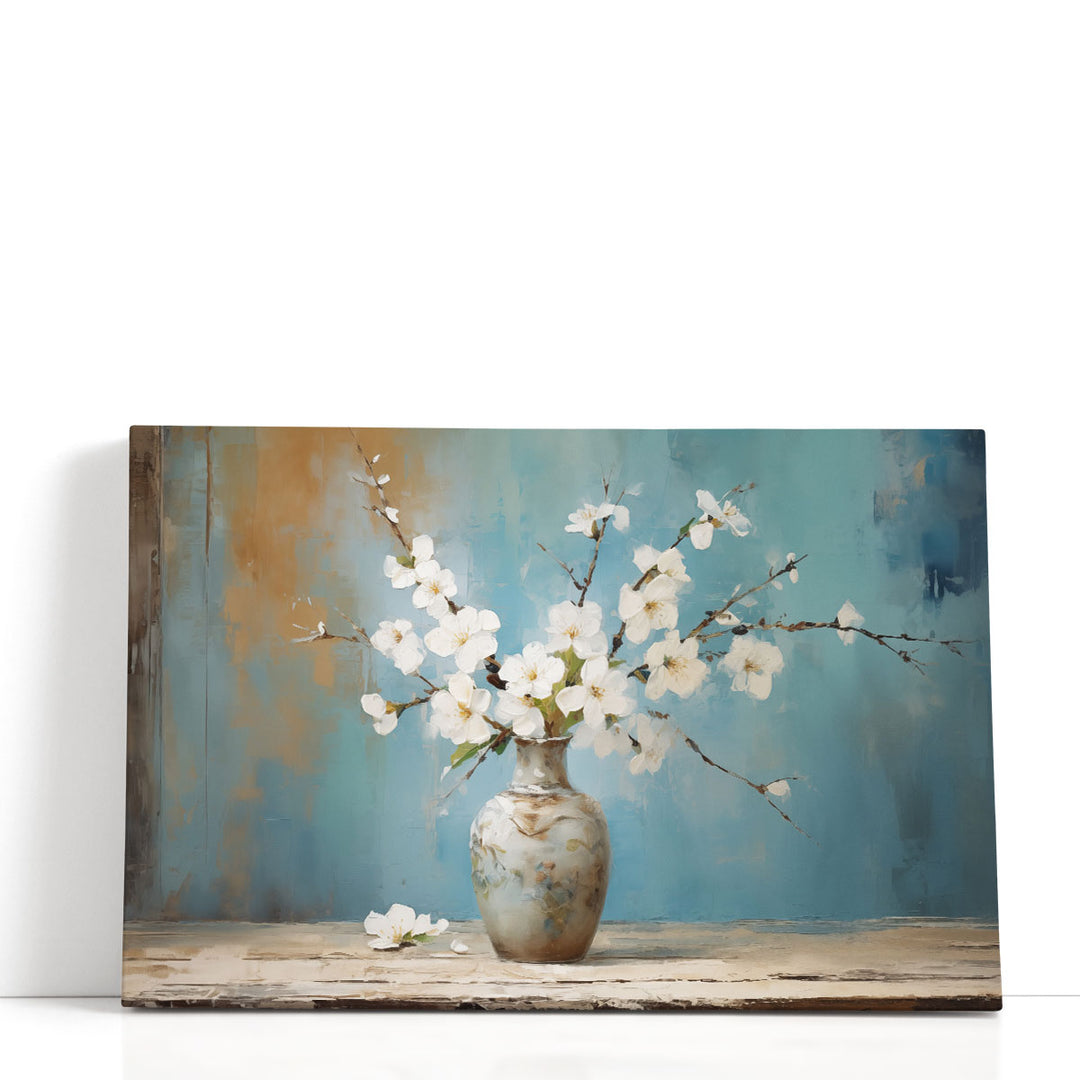 Distressed Vase Bloom - Canvas Print Wall Art