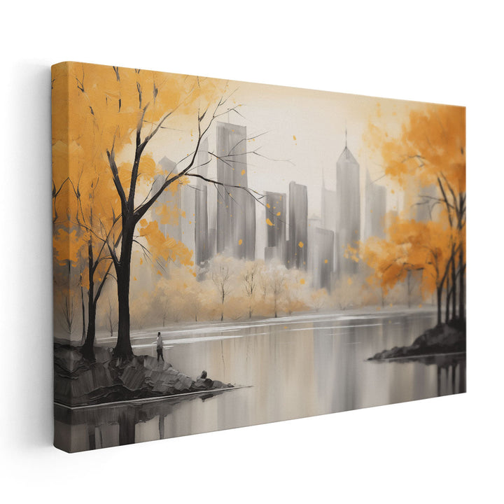 Golden Glow of a Cityscape - Canvas Print Wall Art