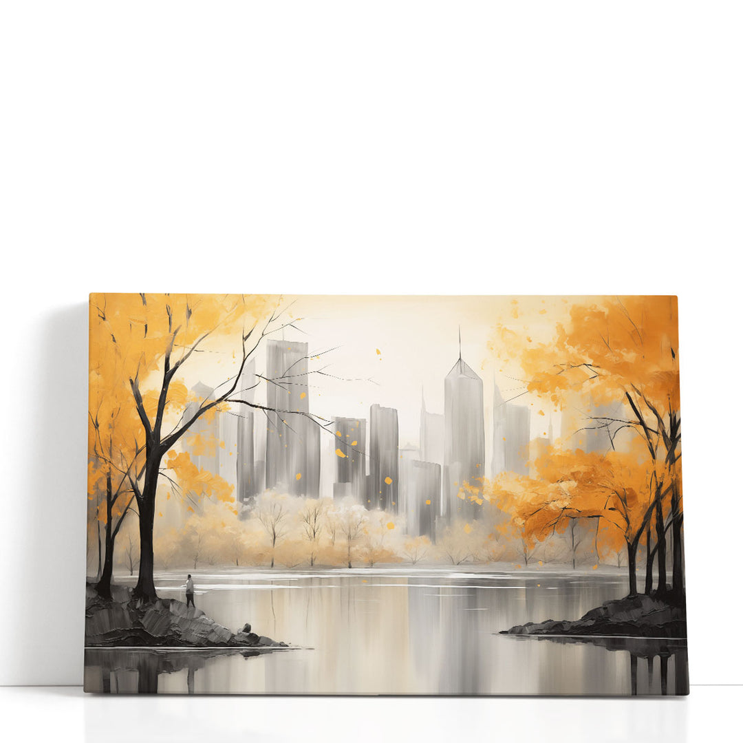 Golden Glow of a Cityscape - Canvas Print Wall Art