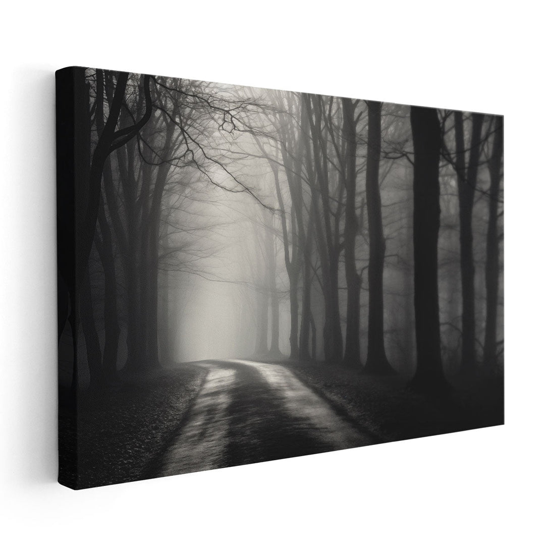 Misty Dark Forest Path - Canvas Print Wall Art