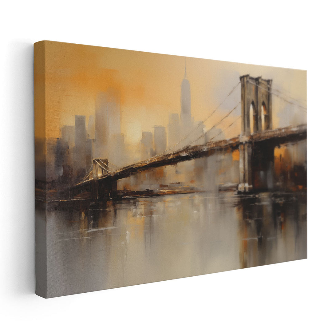 NYC Bridge in Oil - Canvas Print Wall Art