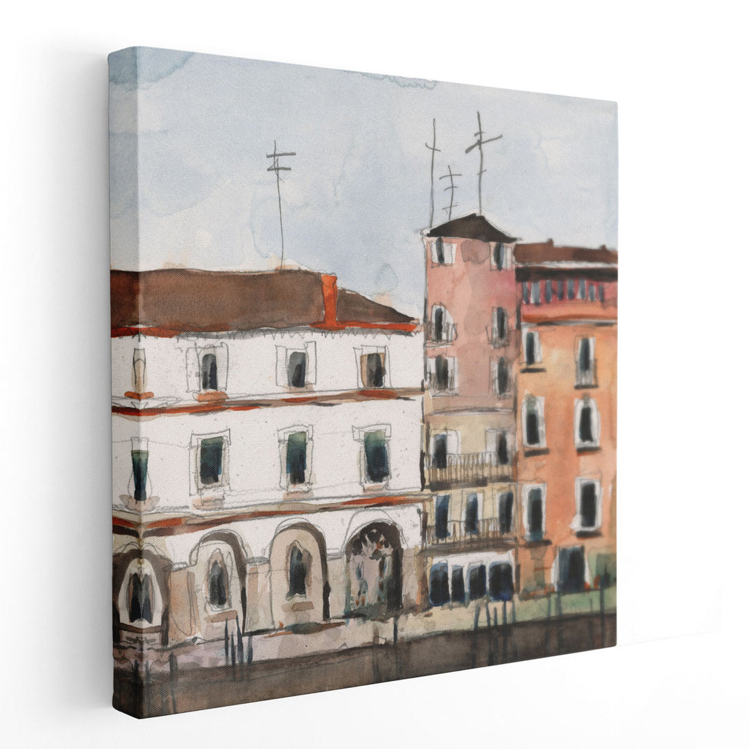 Along the Venice Facade - Canvas Print Wall Art