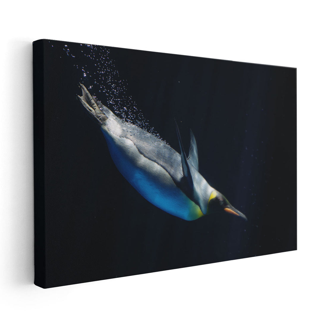 Elegant Emperor Penguin Underwater - Canvas Print Wall Art