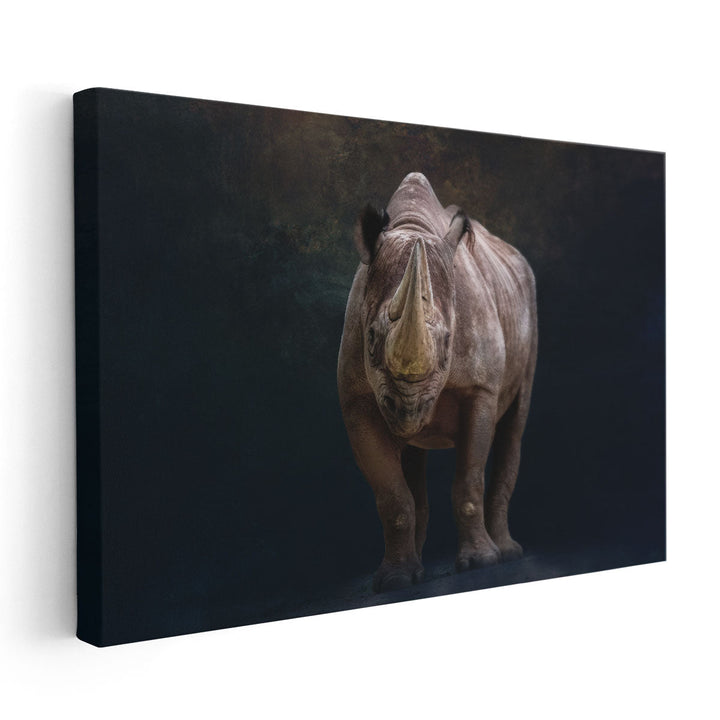 Portrait of a Black Rhino - Canvas Print Wall Art