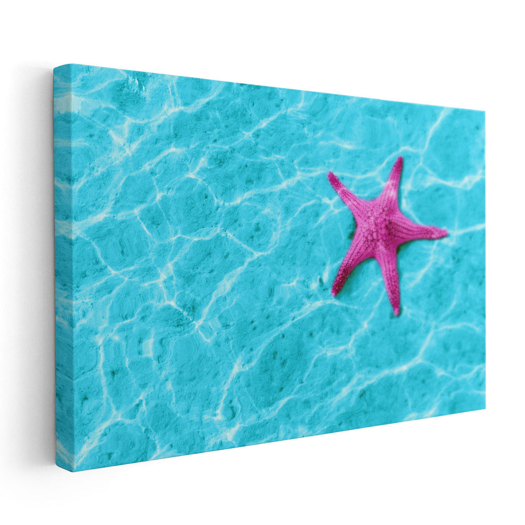 Starfish in Blue Water with Light Reflection - Canvas Print Wall Art