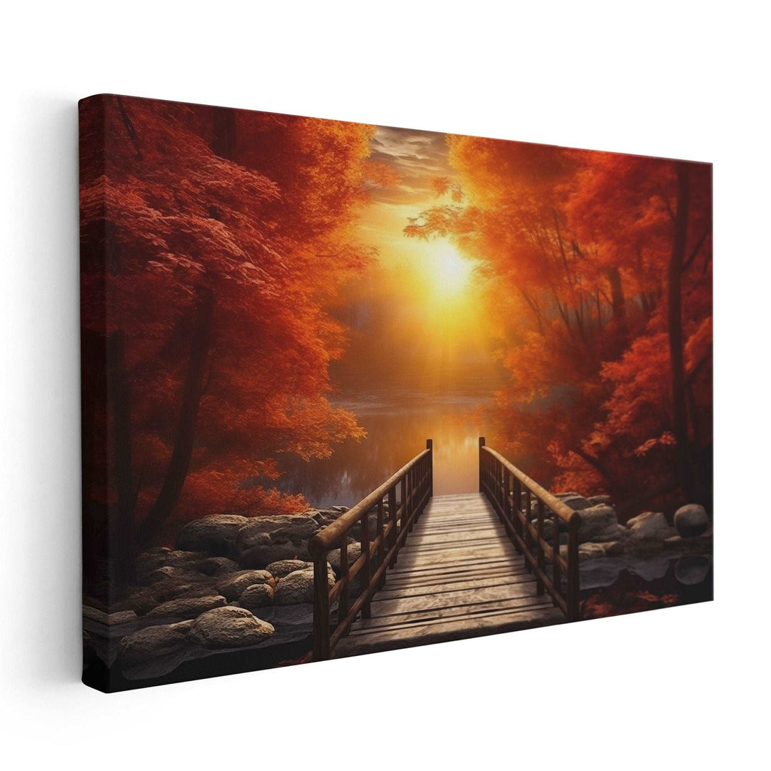 Autumn Bridge Essence - Canvas Print Wall Art