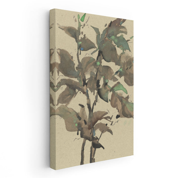 Leaves on Taupe I - Canvas Print Wall Art