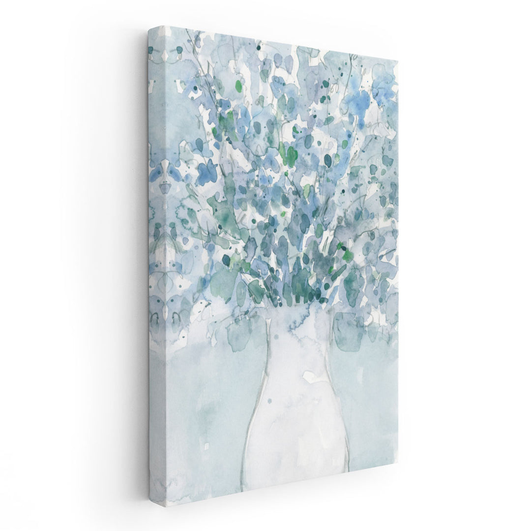 Powder Blue Arrangement in Vase II - Canvas Print Wall Art