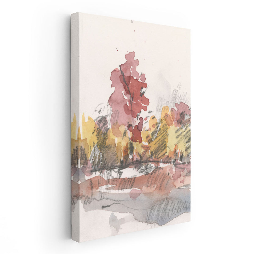 Watercolor Treeline Sketch I - Canvas Print Wall Art