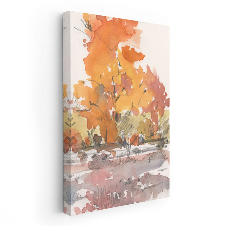 Watercolor Treeline Sketch II - Canvas Print Wall Art