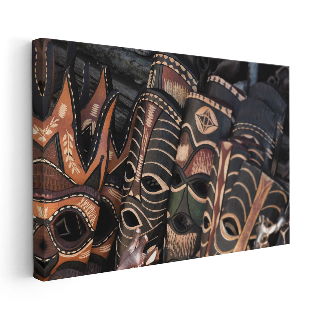 Ethnic African Masks Photography - Canvas Print Wall Art