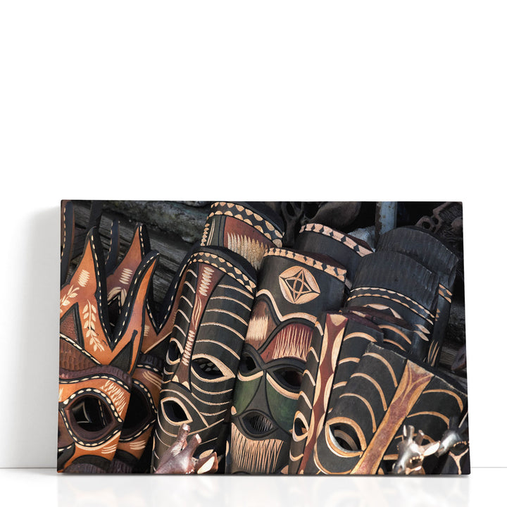 Ethnic African Masks Photography - Canvas Print Wall Art