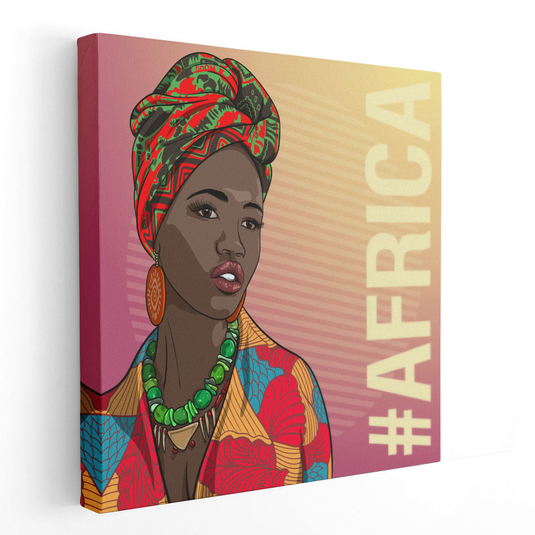 A Black African Woman In Traditional Clothing Fashion - Canvas Print Wall Art