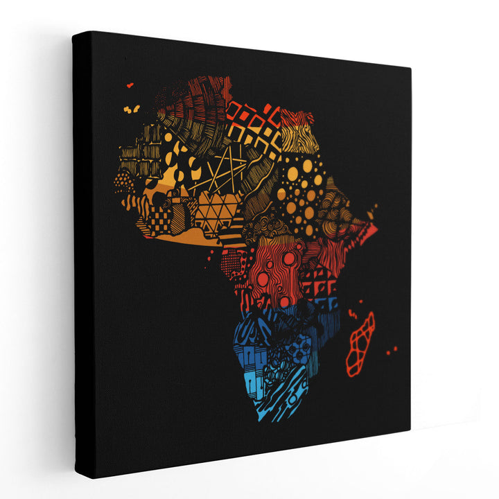 Patterned Colored Africa Continent Map - Canvas Print Wall Art