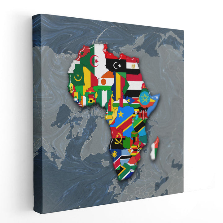 Africa Continent Flags Map - Canvas Print Wall Art