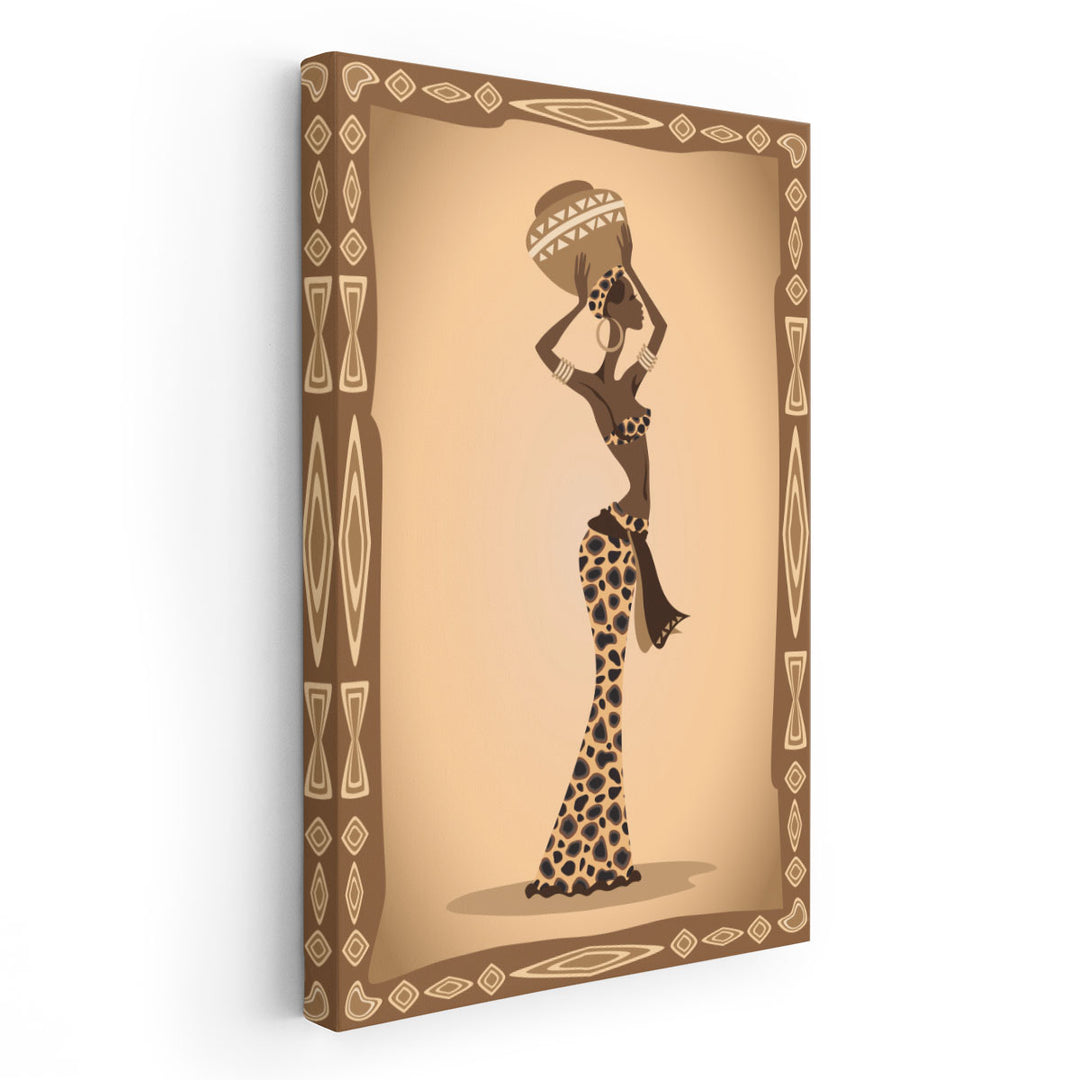 An illustration Of An African Woman in Ethic Dress - Canvas Print Wall Art