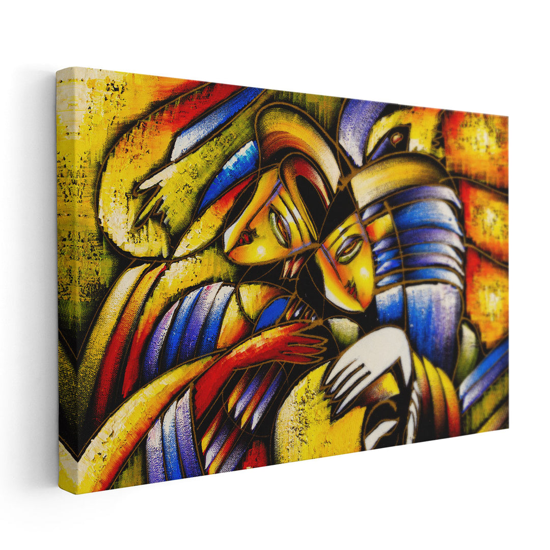 Abstract Faces Oil Painting - Canvas Print Wall Art