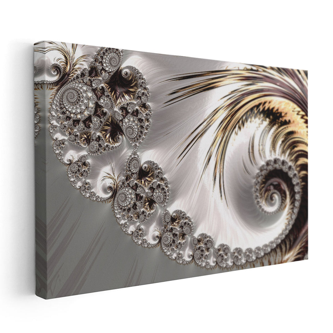 Silver Fractal Abstract Art - Canvas Print Wall Art