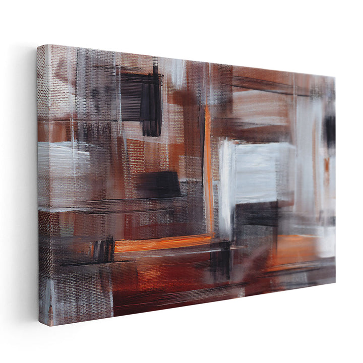 Artistic Brown Paint Strokes Modern Abstract Artwork - Canvas Print Wall Art